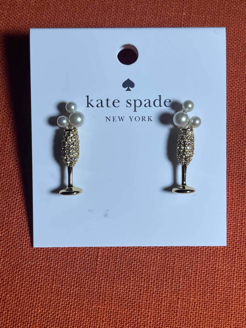 kate spade Champagne Glasses Gold Stud Earrings